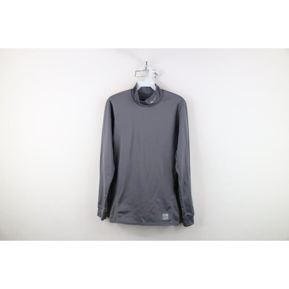 Nike Pro Mens Size Medium Compression Fitted Mock Neck Long Sleeve T-Shirt Gray - Picture 1 of 16